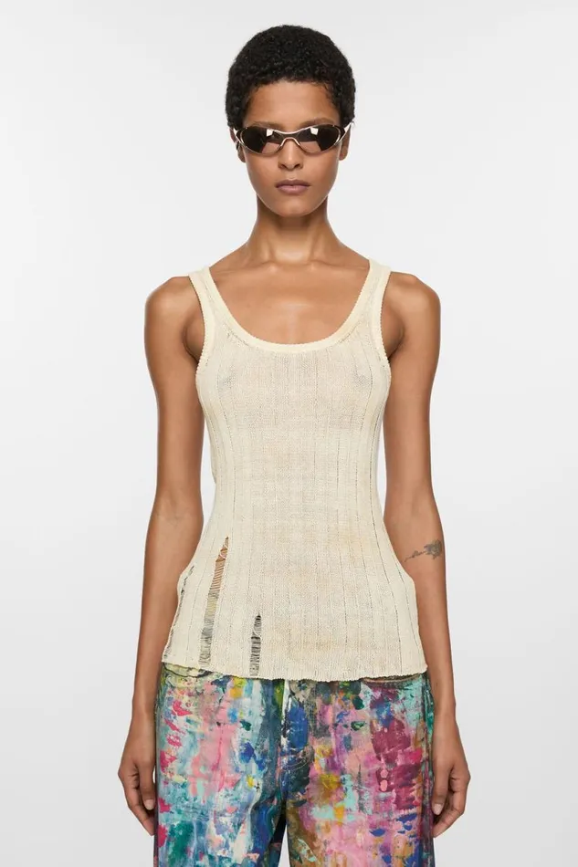 Acne Studios Tank Top Cream White Woman Tshirts