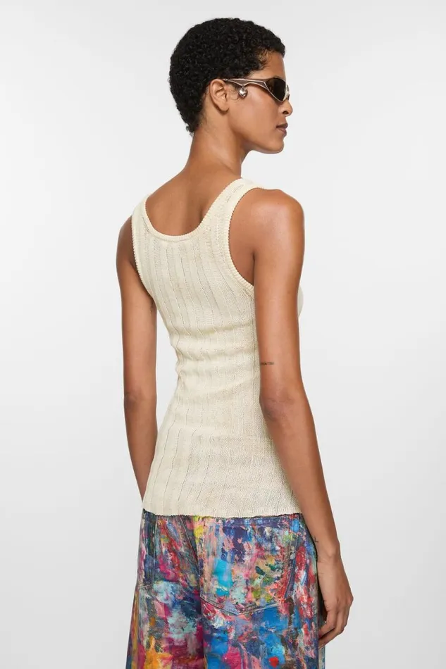 Acne Studios Tank Top Cream White Woman Tshirts
