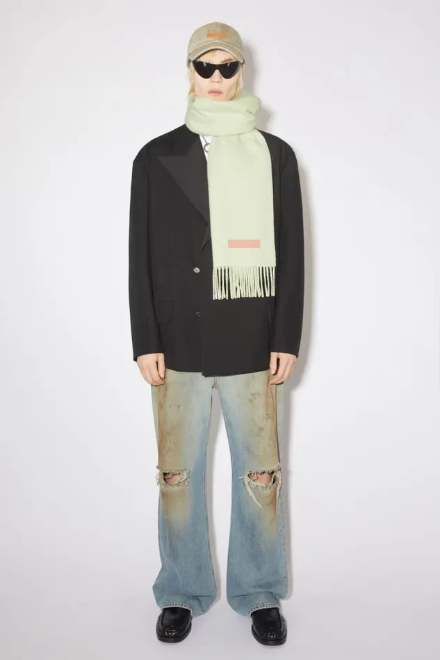 Acne Studios Wool Scarf Pink Label Pale Green Man Scarves