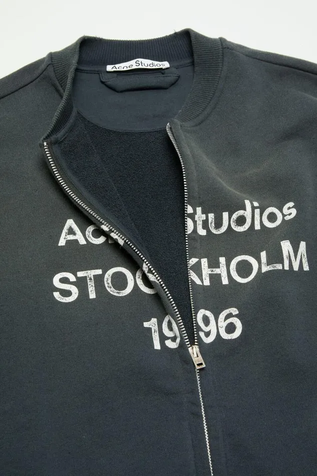 Acne Studios Zip Sweater Logo Black Woman Sweatshirts