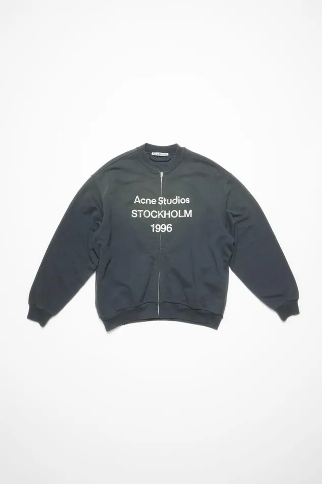 Acne Studios Zip Sweater Logo Black Woman Sweatshirts