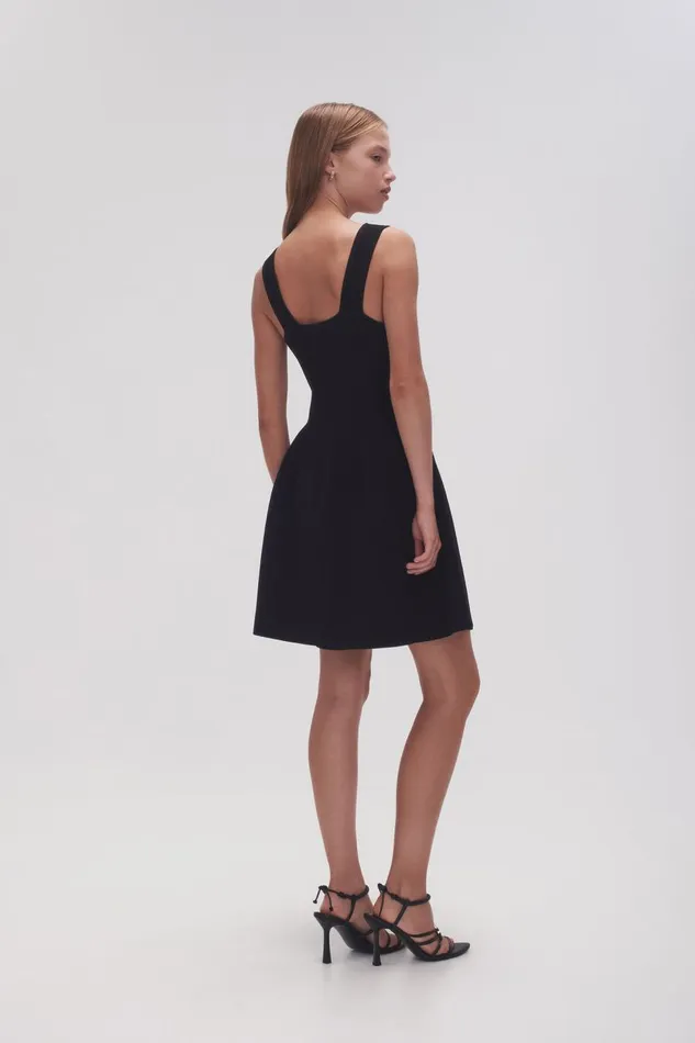 Aje Body and Crepe Knit Goldfoil Metal Bar Mini Dress Black 8211 Women
