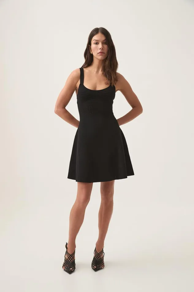 Aje Body and Crepe Knit Reine Knit Mini Dress Black 8211 Women
