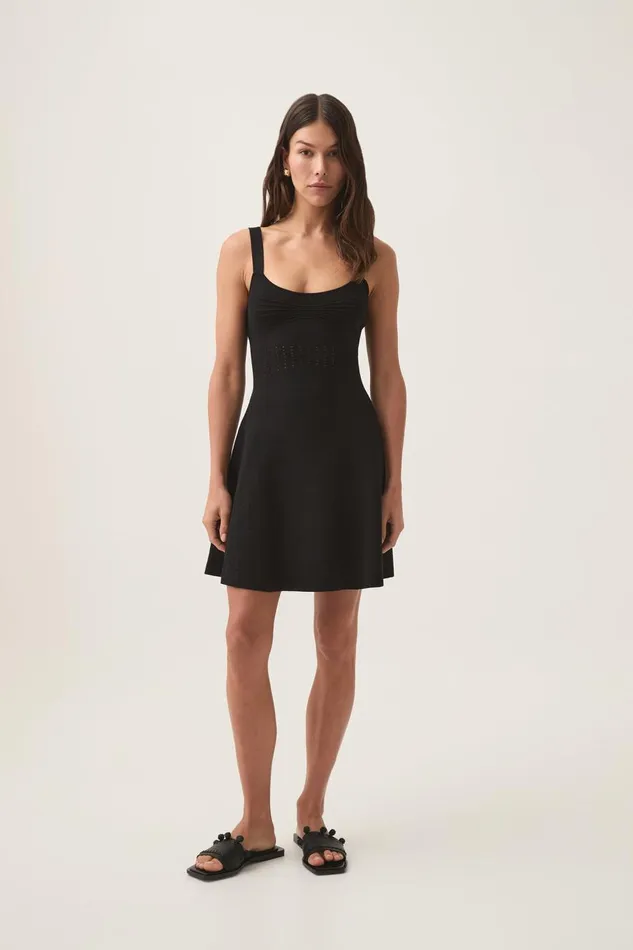 Aje Body and Crepe Knit Reine Knit Mini Dress Black 8211 Women Aje Body and Crepe Knit Reine Knit Mini Dress Black 8211 Women