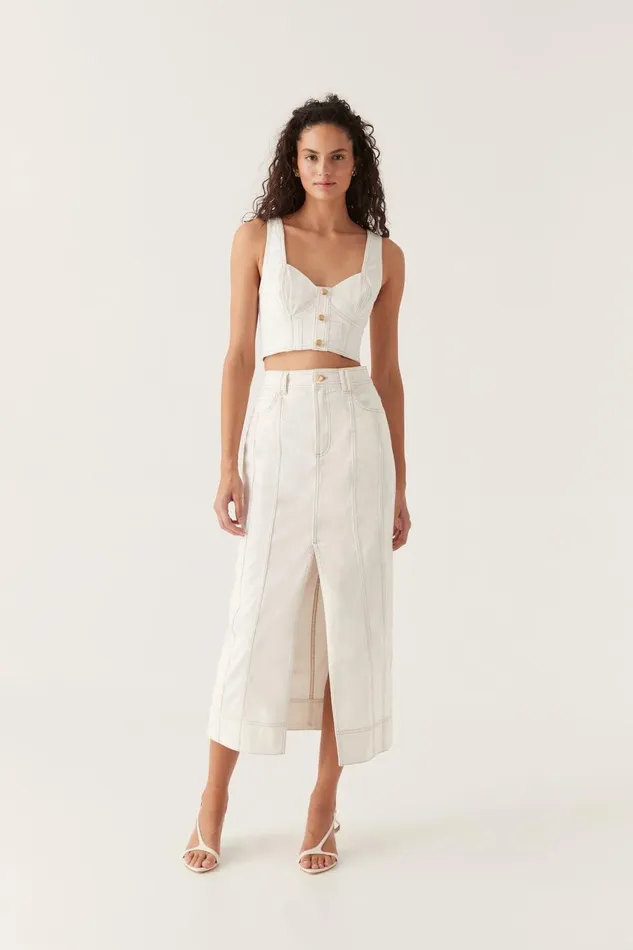 Aje Denim Elena Denim Cropped Bustier White 8211 Women