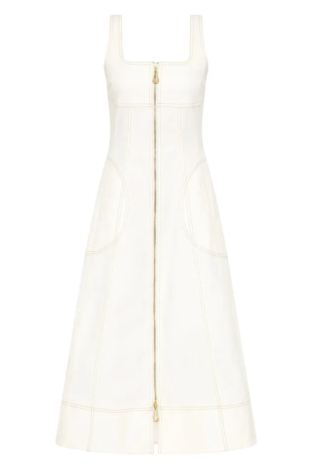 Aje Denim Emilie Denim Midi Dress White 8211 Women Aje Denim Emilie Denim Midi Dress White 8211 Women