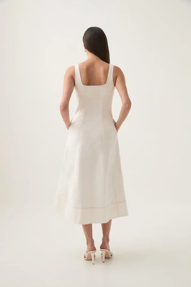 Aje Denim Emilie Denim Midi Dress White 8211 Women Aje Denim Emilie Denim Midi Dress White 8211 Women