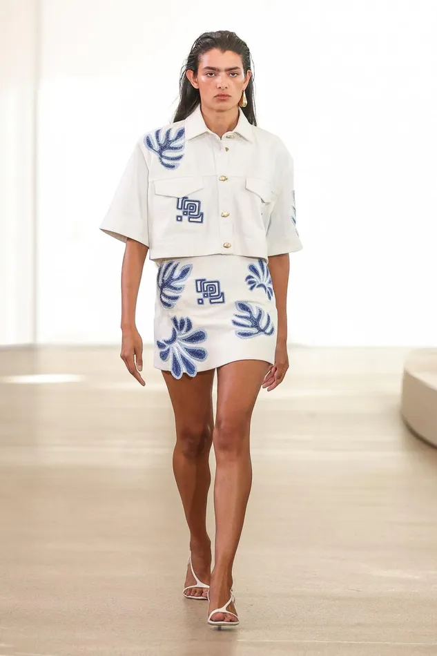 Aje Denim Esprit Embroidered Crop Top Ivoryblue 8211 Women Aje Denim Esprit Embroidered Crop Top Ivoryblue 8211 Women