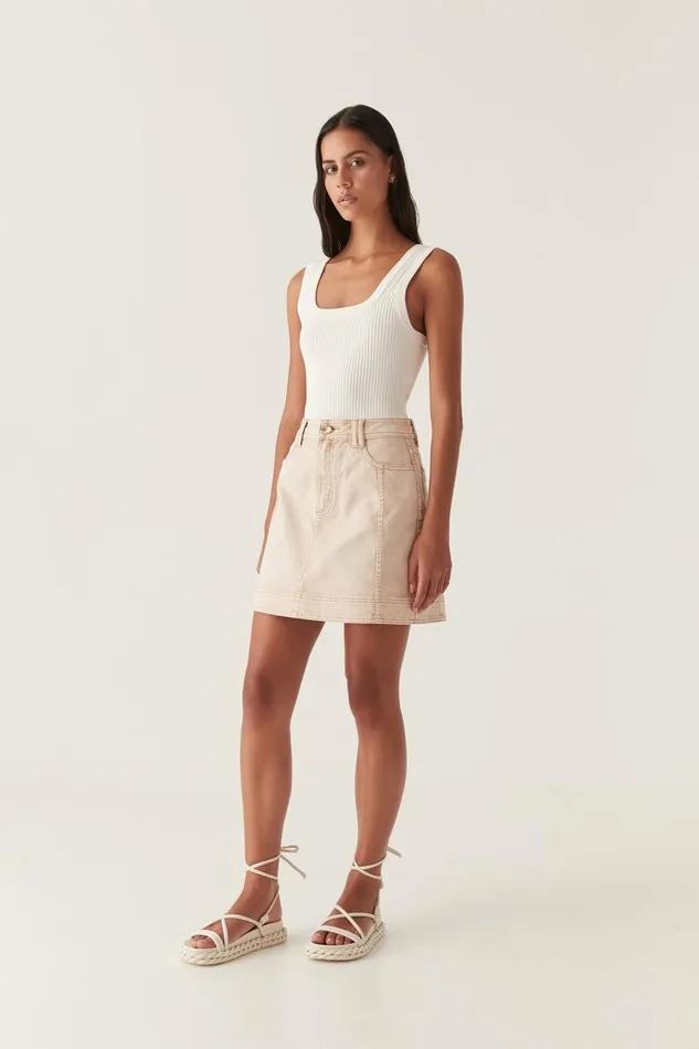 Aje Denim Lorah Denim Mini Skirt Sand 8211 Women