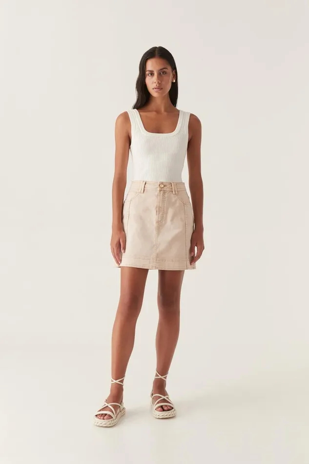 Aje Denim Lorah Denim Mini Skirt Sand 8211 Women