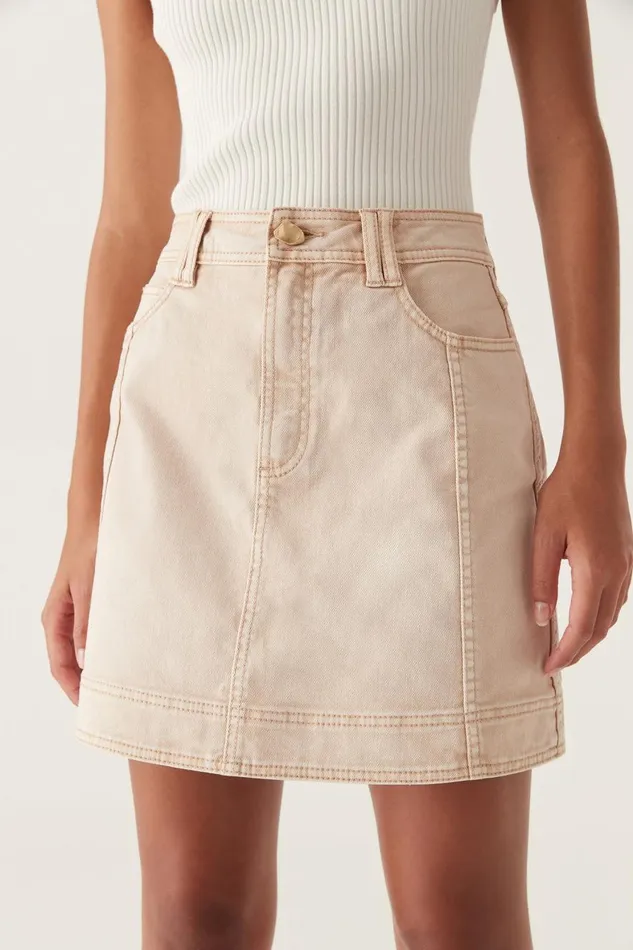 Aje Denim Lorah Denim Mini Skirt Sand 8211 Women