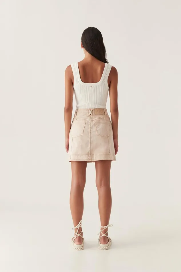 Aje Denim Lorah Denim Mini Skirt Sand 8211 Women