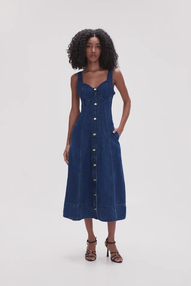 Aje Denim May Denim Midi Dress Dark Indigo 8211 Women