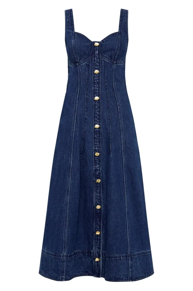 Aje Denim May Denim Midi Dress Dark Indigo 8211 Women Aje Denim May Denim Midi Dress Dark Indigo 8211 Women