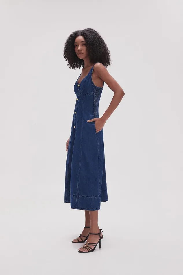 Aje Denim May Denim Midi Dress Dark Indigo 8211 Women Aje Denim May Denim Midi Dress Dark Indigo 8211 Women
