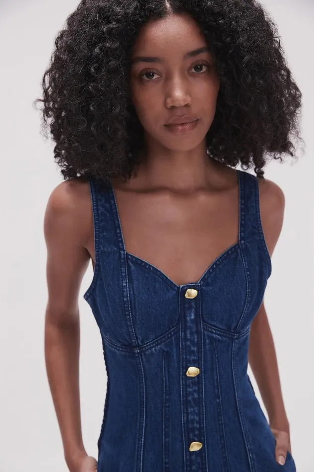 Aje Denim May Denim Midi Dress Dark Indigo 8211 Women Aje Denim May Denim Midi Dress Dark Indigo 8211 Women