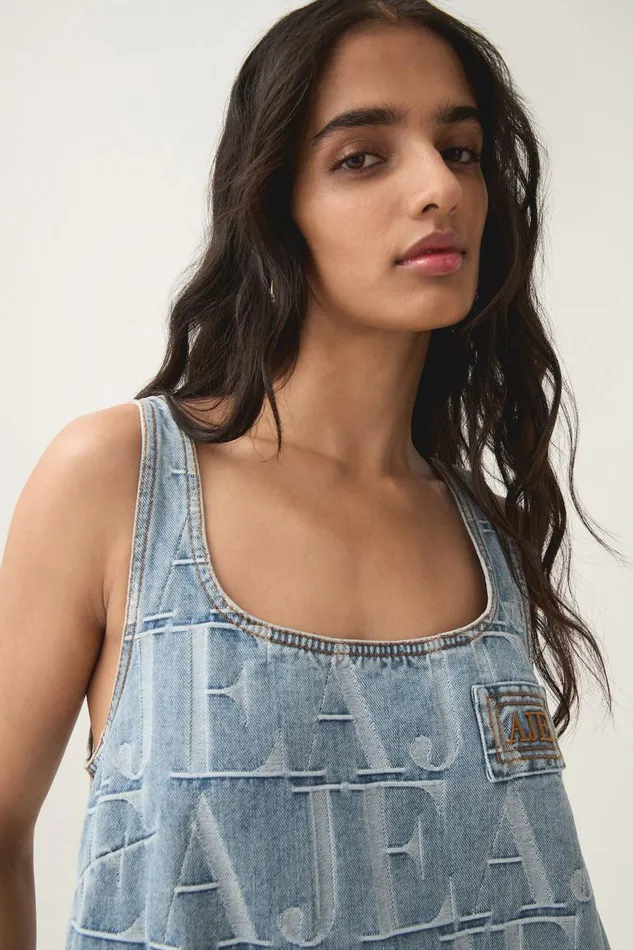 Aje Denim Nostalgia Denim Mini Dress Coastal Logo Wash 8211 Women Aje Denim Nostalgia Denim Mini Dress Coastal Logo Wash 8211 Women