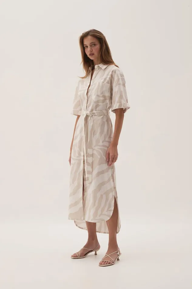Aje Dresses Airlie Relaxed Shirt Dress Oatmeal Zebra 8211 Women Aje Dresses Airlie Relaxed Shirt Dress Oatmeal Zebra 8211 Women