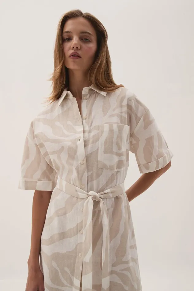 Aje Dresses Airlie Relaxed Shirt Dress Oatmeal Zebra 8211 Women Aje Dresses Airlie Relaxed Shirt Dress Oatmeal Zebra 8211 Women