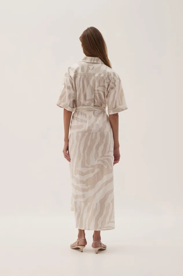 Aje Dresses Airlie Relaxed Shirt Dress Oatmeal Zebra 8211 Women Aje Dresses Airlie Relaxed Shirt Dress Oatmeal Zebra 8211 Women