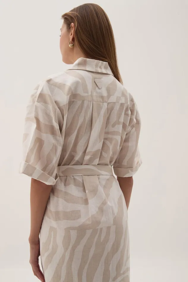 Aje Dresses Airlie Relaxed Shirt Dress Oatmeal Zebra 8211 Women Aje Dresses Airlie Relaxed Shirt Dress Oatmeal Zebra 8211 Women