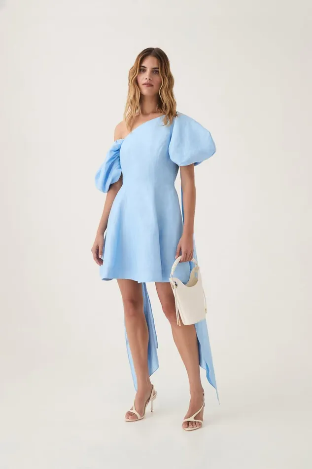 Aje Dresses Arista Tulip Sleeve Mini Dress Powder Blue 8211 Women