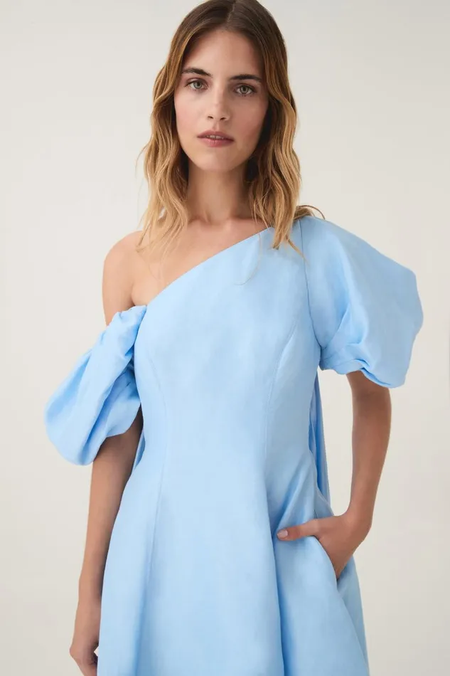 Aje Dresses Arista Tulip Sleeve Mini Dress Powder Blue 8211 Women