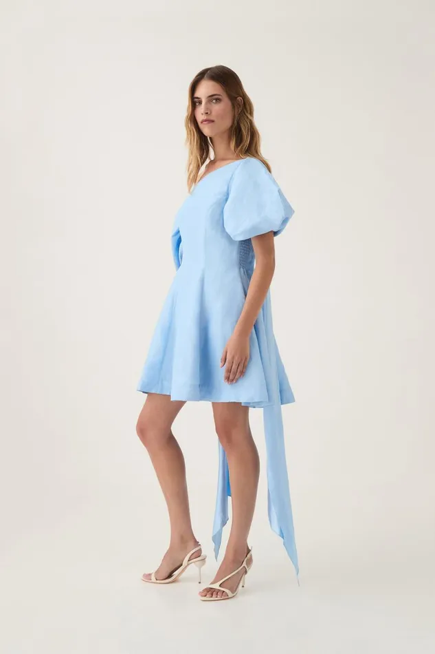 Aje Dresses Arista Tulip Sleeve Mini Dress Powder Blue 8211 Women