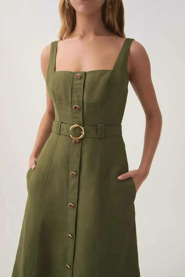 Aje Dresses Axle Utility Midi Dress Palm Green 8211 Women Aje Dresses Axle Utility Midi Dress Palm Green 8211 Women