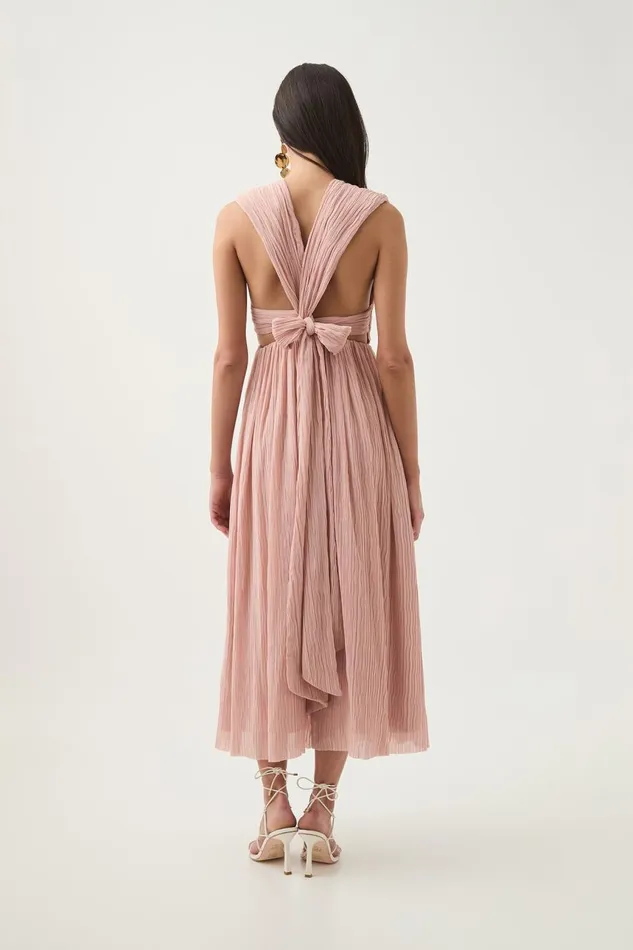 Aje Dresses Becoming Bow Back Midi Dress Blush Pink 8211 Women