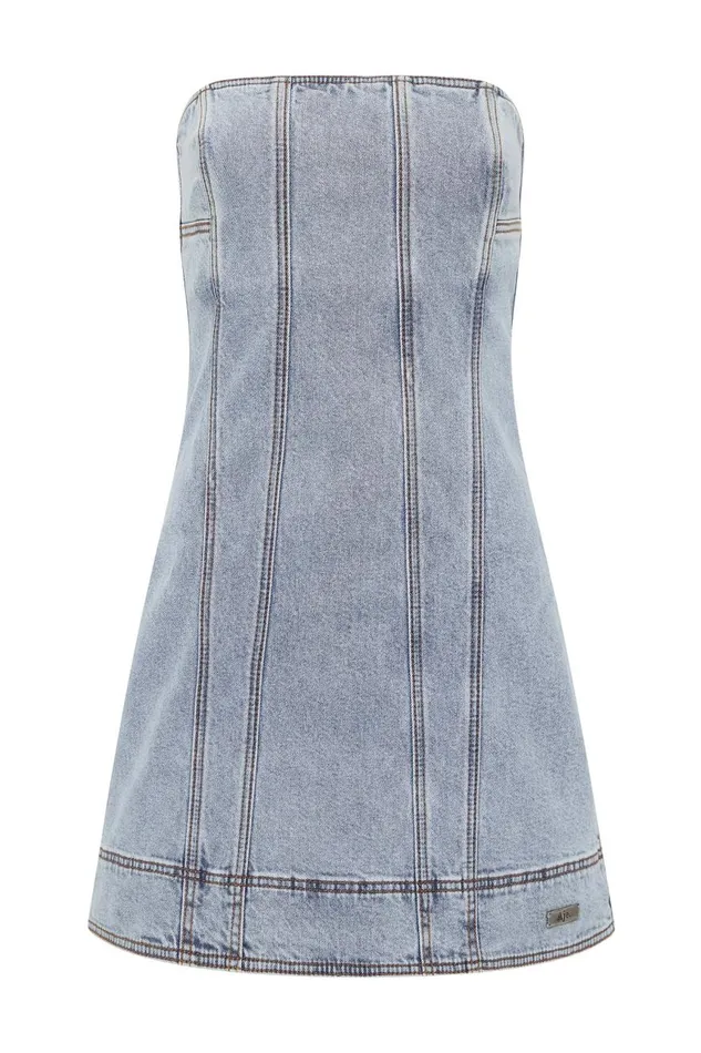 Aje Dresses Corie Denim Mini Dress Mum Wash 8211 Women Aje Dresses Corie Denim Mini Dress Mum Wash 8211 Women