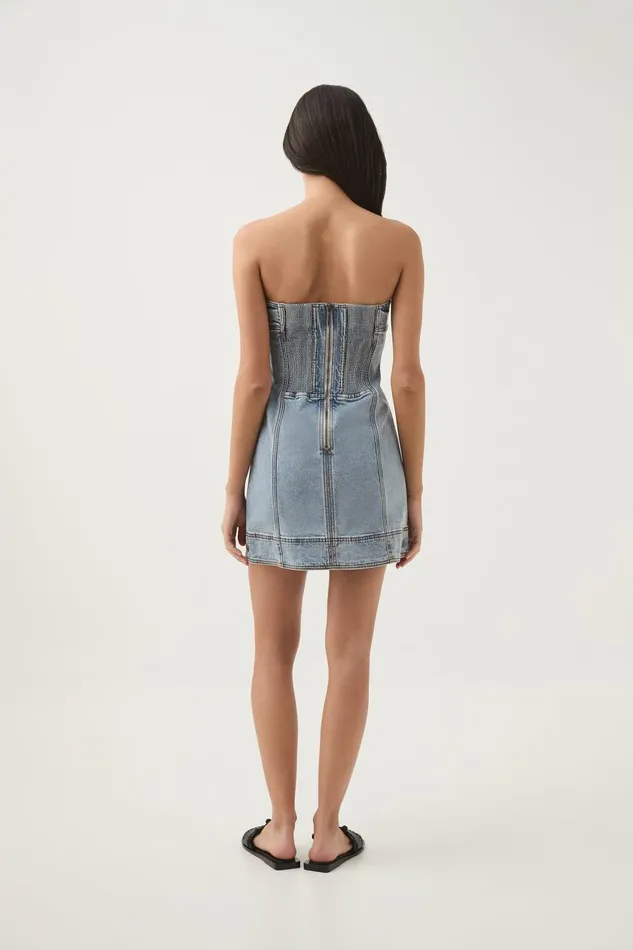 Aje Dresses Corie Denim Mini Dress Mum Wash 8211 Women Aje Dresses Corie Denim Mini Dress Mum Wash 8211 Women