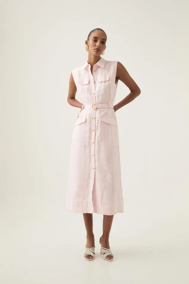 Aje Dresses Dulcet Logo Midi Dress Pastel Pink 8211 Women