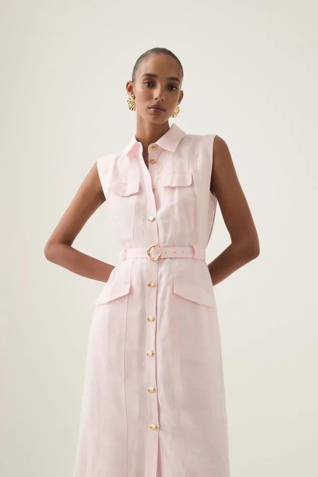 Aje Dresses Dulcet Logo Midi Dress Pastel Pink 8211 Women