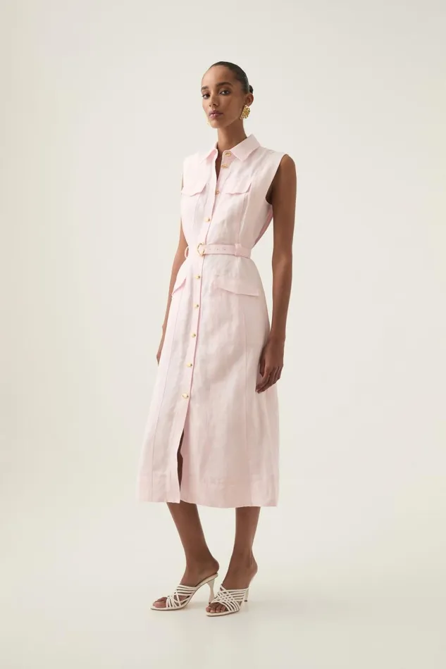 Aje Dresses Dulcet Logo Midi Dress Pastel Pink 8211 Women