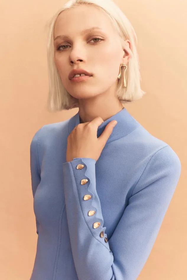 Aje Dresses Harmony Knit Mini Dress Mist Blue 8211 Women Aje Dresses Harmony Knit Mini Dress Mist Blue 8211 Women