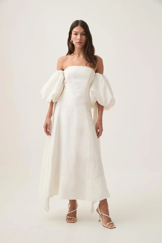 Aje Dresses Incarnation Midi Dress Ivory 8211 Women Aje Dresses Incarnation Midi Dress Ivory 8211 Women