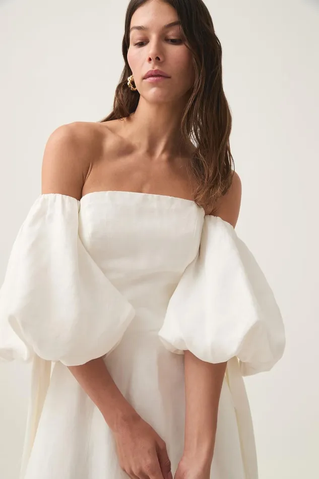 Aje Dresses Incarnation Midi Dress Ivory 8211 Women Aje Dresses Incarnation Midi Dress Ivory 8211 Women