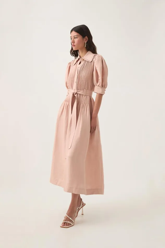 Aje Dresses Madeleine Belted Midi Dress Blush Pink 8211 Women