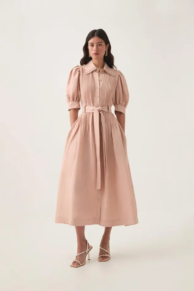 Aje Dresses Madeleine Belted Midi Dress Blush Pink 8211 Women Aje Dresses Madeleine Belted Midi Dress Blush Pink 8211 Women