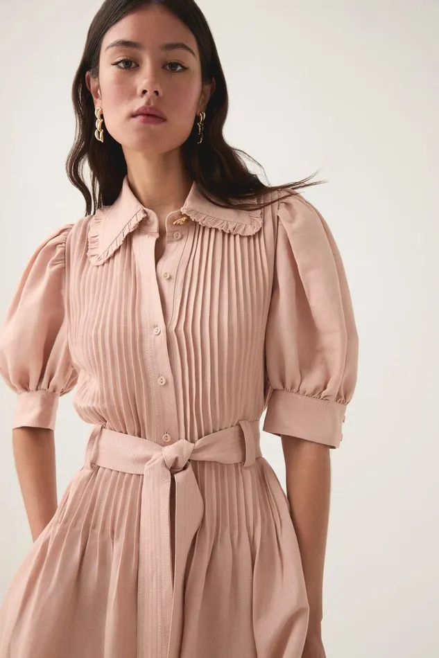 Aje Dresses Madeleine Belted Midi Dress Blush Pink 8211 Women Aje Dresses Madeleine Belted Midi Dress Blush Pink 8211 Women