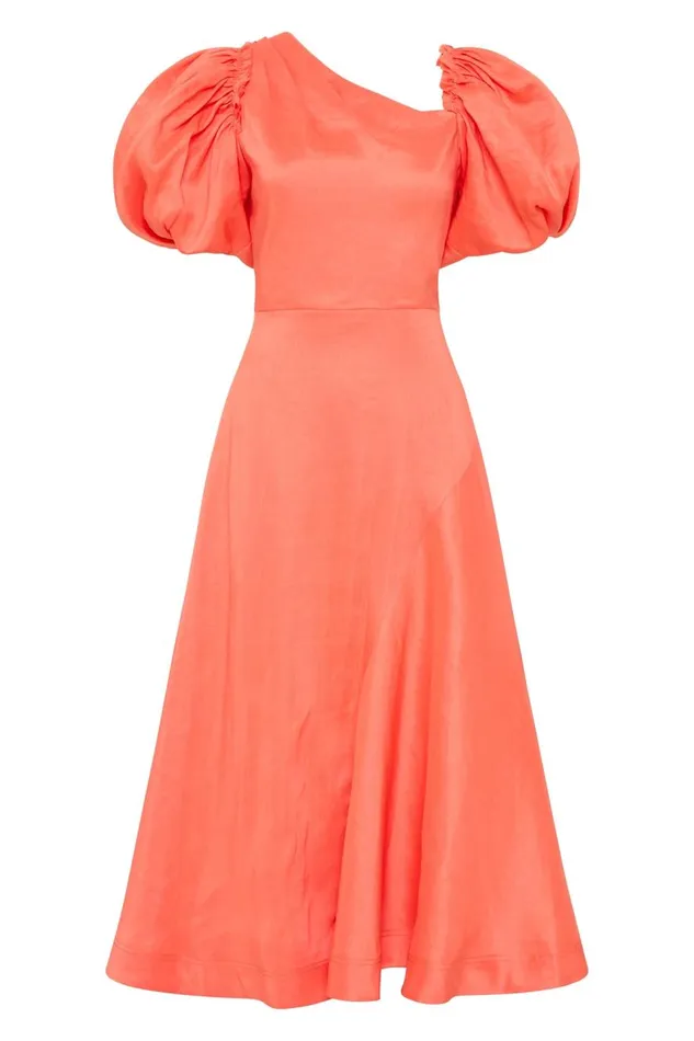 Aje Dresses Maia Off Shoulder Midi Dress Coral 8211 Women Aje Dresses Maia Off Shoulder Midi Dress Coral 8211 Women