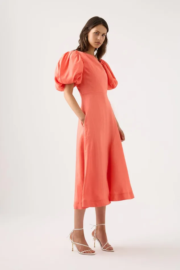 Aje Dresses Maia Off Shoulder Midi Dress Coral 8211 Women Aje Dresses Maia Off Shoulder Midi Dress Coral 8211 Women