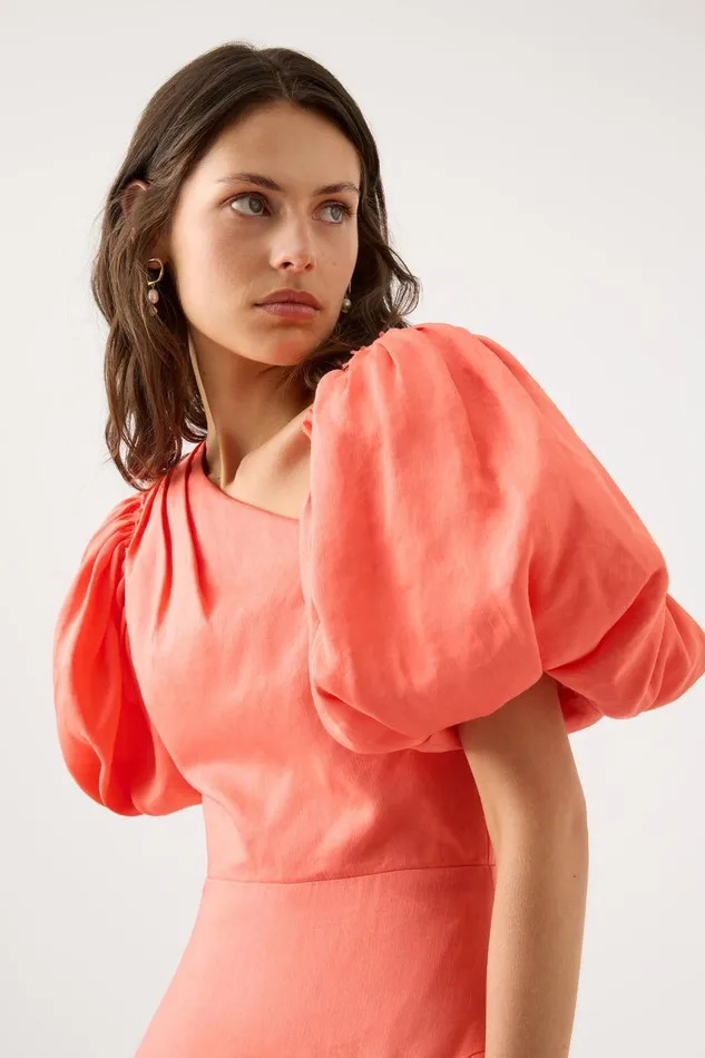 Aje Dresses Maia Off Shoulder Midi Dress Coral 8211 Women Aje Dresses Maia Off Shoulder Midi Dress Coral 8211 Women