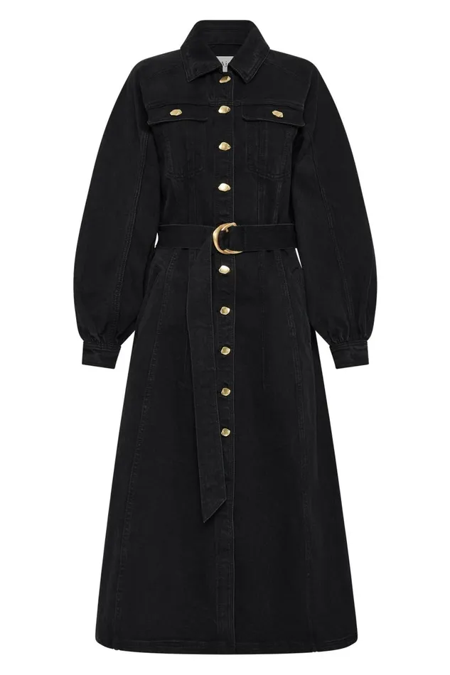 Aje Dresses Maya Denim Midi Dress Black 8211 Women Aje Dresses Maya Denim Midi Dress Black 8211 Women