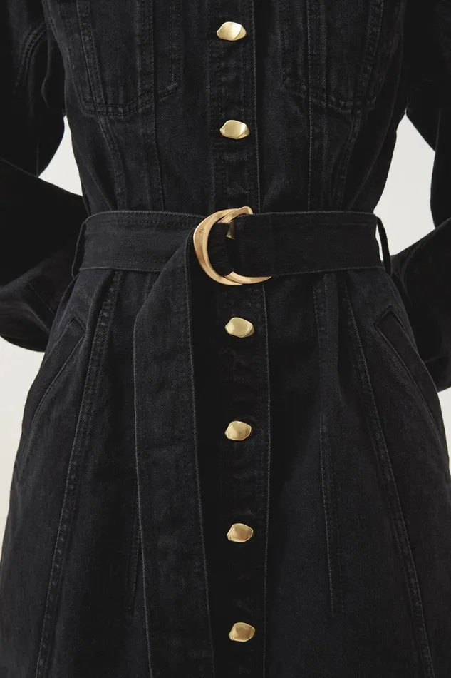 Aje Dresses Maya Denim Midi Dress Black 8211 Women Aje Dresses Maya Denim Midi Dress Black 8211 Women