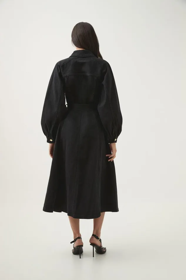 Aje Dresses Maya Denim Midi Dress Black 8211 Women Aje Dresses Maya Denim Midi Dress Black 8211 Women