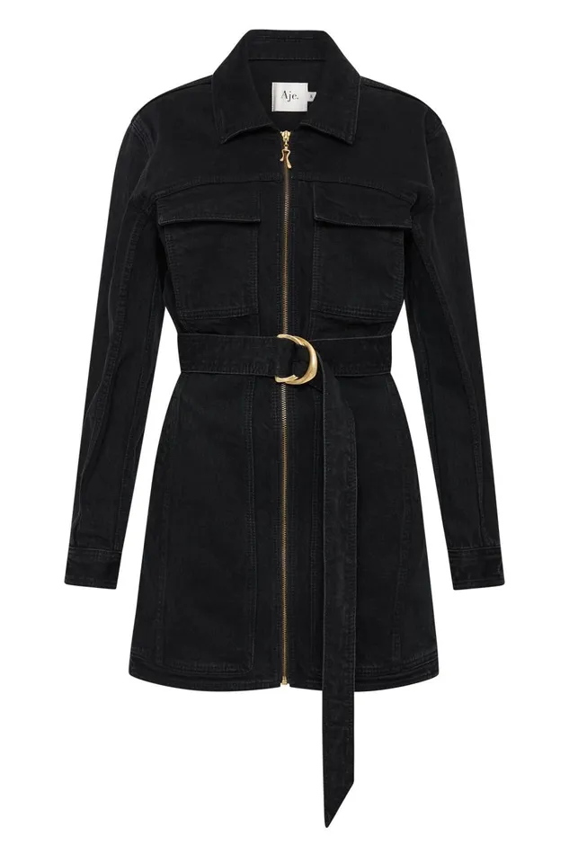 Aje Dresses Maya Denim Mini Dress Black 8211 Women Aje Dresses Maya Denim Mini Dress Black 8211 Women
