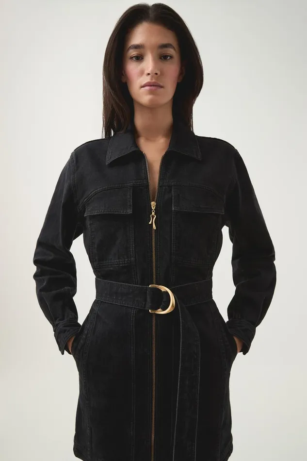 Aje Dresses Maya Denim Mini Dress Black 8211 Women Aje Dresses Maya Denim Mini Dress Black 8211 Women
