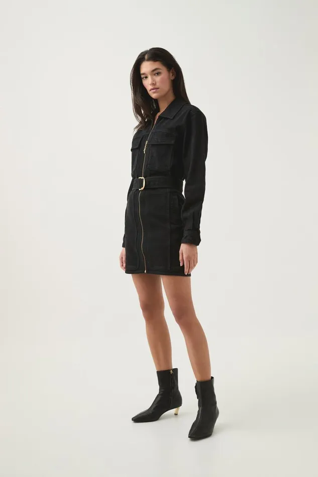 Aje Dresses Maya Denim Mini Dress Black 8211 Women Aje Dresses Maya Denim Mini Dress Black 8211 Women